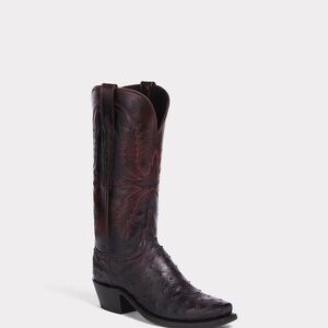 Lucchese Women’s Black Cherry Ostrich Cowboy Boots